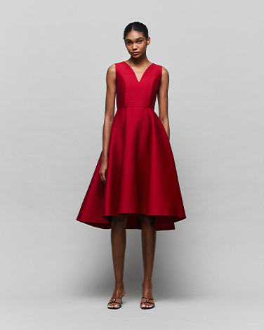 TULIP Rose Red Silk-Wool Gown