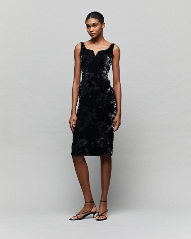 TUBINO Half-Discharge Black Velvet Dress